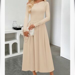 Elegant Cream Off-Shoulder Maxi Dress